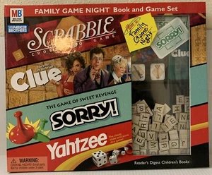 MB Family Game Night Book & Game Set Scrabble Clue Sorry Yahtzee 2001 - Picture 1 of 3