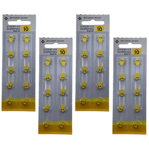 4x 10pk 1.45V Size 10 Hearing Aid Battery Zero Mercury Long Tab Easy to Insert - Picture 1 of 2