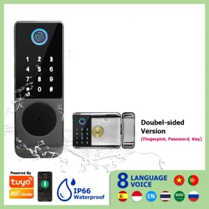 Smart Waterproof Door Lock TUYA WIFI APP Fingerprint Card Password Key Remote - Picture 1 of 7