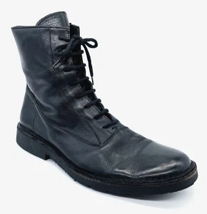Botines Yohji Yamamoto Talla 11.5 Para Hombre Cuero Negro Con Cordones Cremallera Lateral - Imagen 1 de 7