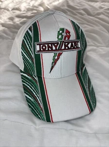 Tony Kart Racing Hat Hook And Loop White/Green And Red Accents - Picture 1 of 8