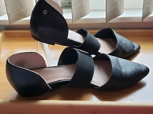 Vera Wang Black Leather Pointed Toe Slide Sandal Size 9 Womens - Picture 1 of 7