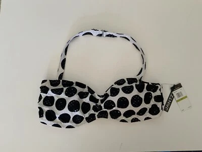 Top de bikini Jantzen blanco y negro lentejuelas poka a dot talla 14 Foto 1 de 4