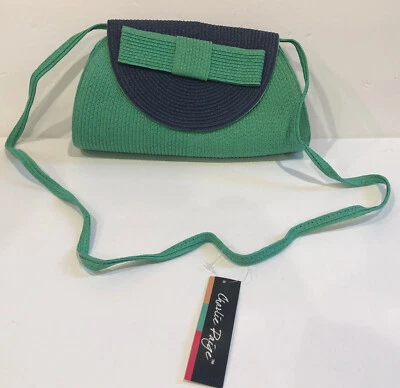 BOLSO BANDOLERA MUJER CHARLIE PAIGE VERDE Y AZUL TELA CON CORREA 26” NUEVO CON ETIQUETAS Foto 1 de 4