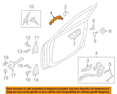 Manija de puerta exterior derecha HYUNDAI OEM 12-16 Veloster-exterior 826612V000 Foto 1 de 2
