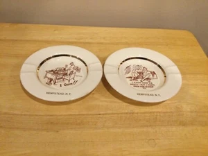 Vintage Pair 1950’s Naughty Risqué Joke Porcelain Ashtrays “Hempstead, N.Y” - Picture 1 of 6