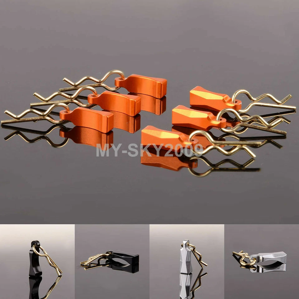 6pcs Body Clips with Aluminum Mount Fits 1/10 or 1/8 RC Axial Yeti ROCK RACER - Image 1 of 1