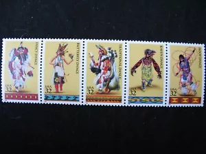 US Stamps: SC #3072-3076a 32c Native American Dancers Strip. MNH - Picture 1 of 1