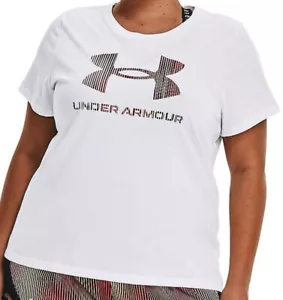 Under Armour Sportstyle big logo tee shirt NWT womens plus 1X loose fit white - Picture 1 of 2