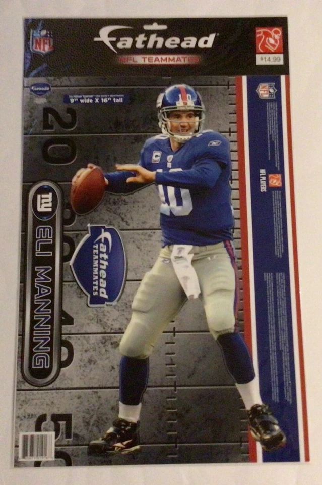 Eli Manning New York Giants 9”x16”+ 1 calcomanía NFL Teammate Fathead pared nueva Foto 1 de 1