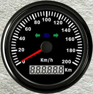 85MM black GPS 200kmh speedometer with lights odo 9-32vdc for car marine red led - Picture 1 of 9