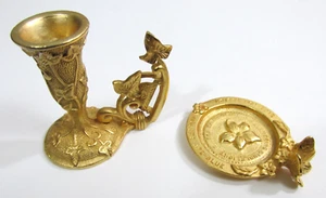 PICCOLO VASSOIO INCENSO FARFALLA FOGLIA EDERA SIBARITE OTTONE PICCOLO PORTACANDELE / 2 PZ. - Foto 1 di 13