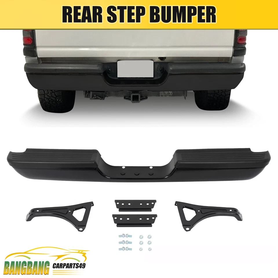 For Dodge RAM 1500 2500 3500 Pickup 94-02 Steel Black Rear Step Bumper Assembly - Image 1 of 4