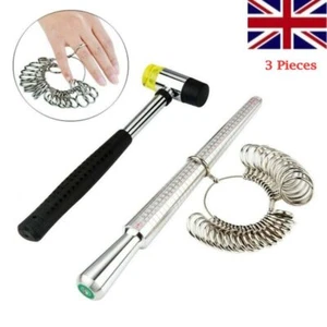 Misuratore ad anello in metallo mandrino misura dito strumento standard Regno Unito + kit anelli - Foto 1 di 11