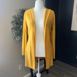 Carol Rose Yellow Mustard Tie Wrap Hooded Cardigan L - Picture 1 of 6