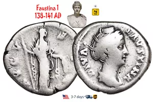Starożytne Cesarstwo Rzymskie Moneta Srebrna Faustyna 1 138 141 n.e. Żona ANTONINUS PIUS #31362 - Zdjęcie 1 z 3