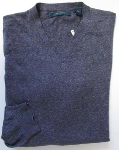 Neu mit Etikett Perry Ellis Pullover Pulli mit V-Ausschnitt Leinen/Baumwolle blau meliert Größe XL - Bild 1 von 2