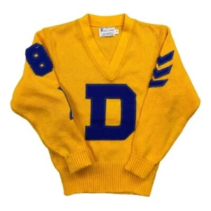 Vintage 50er STIL USA COLLEGE FOOTBALL VARSITY PULLOVER ROCKABILLY CHEERLEADER 36” S - Bild 1 von 5