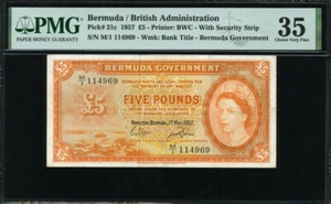 Bermuda 1957, 5 Pounds, P21c, PMG 35 VF+ - Picture 1 of 2