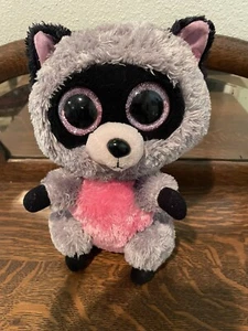 Ty Beanie Boos 6" Rocco the Raccoon Plush Grey & Pink Raccoon Retired 2014 - Picture 1 of 4