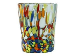 Murano Glass Drinking Glass Tumbler Green Multi Hand Made Millefiori 10cm - Picture 1 of 5