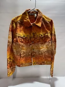 Caribbean Joe Floral Orange Yellow Women's Coat Jacket Medium New with tags - Picture 1 of 4