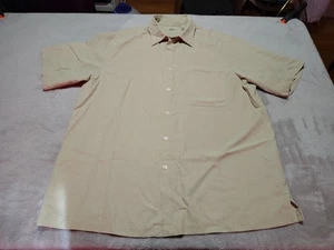 Camicia Bowling Blu Caraibica Uomo L Beige Retrò Viaggio Classica Vintage Comfort - Foto 1 di 9