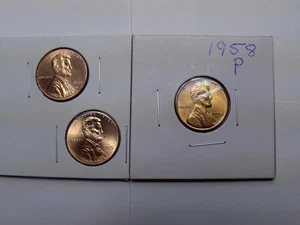 2025 P & D LINCOLN CENT BU + 1  1958  P LINCOLN WHEAT CENT BU - 3 COINS - Picture 1 of 4