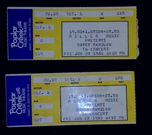 Biglietto musica concerto Barry Manilow Poplar Creek Hoffman Estates Stub 28/06/1985 - Foto 1 di 2