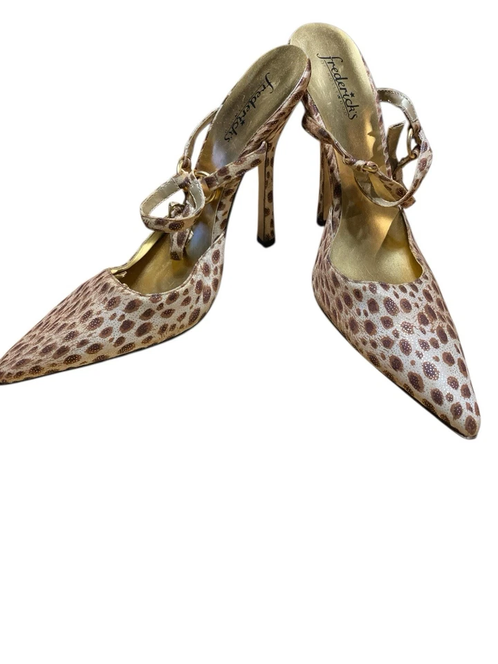 Fredericks Of Hollywood Leopart Print Size 8.5 Pointed Toe High Heel Pump Animal - Image 1 of 4