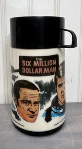 Vintage 1974 The Six Million Dollar Man Aladdin Thermos Universal Studio TV Show - Foto 1 di 10