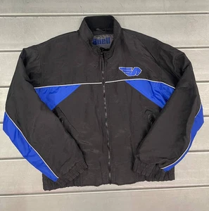 VTG Buell Bomber Motorcycle Jacket Mens Large Black Blue Nylon Full Zip - Picture 1 of 9