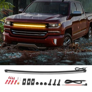 For 2014-2018 Chevy Silverado 1500 37" DRL LED Grille Kit Front Light Kit Amber - Picture 1 of 20