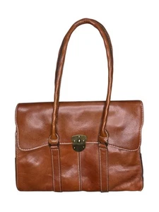 Borsa a mano Patricia Nash Vienna in pelle marrone marrone marrone borsa grande chiusura a torsione - Foto 1 di 12