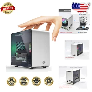 Elegante custodia argento Pi 5: mini torre in alluminio, ventola PWM RGB, M.2 pronta per il cappello - Foto 1 di 10