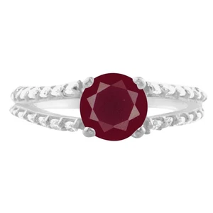1.25Ct 100% Natural Red Ruby IGI Certified White Diamond Ring In 14KT White Gold - Picture 1 of 4