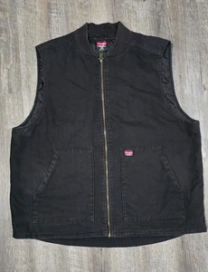 Wrangler Mens Vest Size XL 46-48 Black Outdoor Work Ducktail Quilted Lining Zip - Picture 1 of 6
