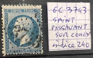 🦬 Timbre classique N°22 - 20 c bleu Empire  -GC N°3743 St Passavant Sur Coney🦬 - Picture 1 of 1