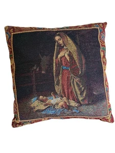 Vintage Mohawk Wandteppich Krippe religiös Überwurf Kissen Nadelspitze Grannycore USA - Bild 1 von 8