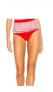 Neu mit Etikett Tularosa Bikiniunterteil rot Thessy durchsichtig Bommel Schwimmen - Bild 1 von 4