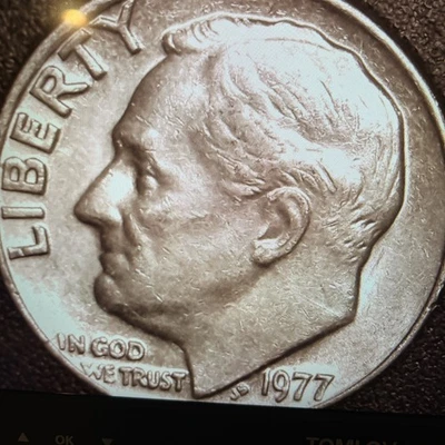 1977P Roosevelt Dime Errors Strike Thru L , Looks Double Strike On Observe. - Image 1 of 3