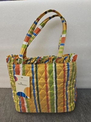 Bolso Cartera Vera Bradley Kate Piña Rayas Amarillas Seda - Nuevo con Etiquetas Foto 1 de 4