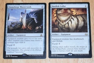 MTG 2x Rare Artifact Basilisk Collar & Stoneforge Masterwork - Bild 1 von 2
