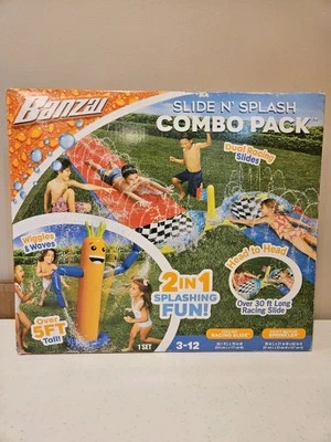 Banzai Slide N' Splash 2-in-1 Water Slide Pool Combo Outdoor Fun (New Open Box) - Image 1 of 4