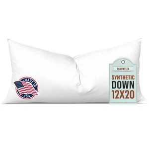 Synthetic Down Pillow Insert - 12x20 Down Alternative Pillow, Ultra Soft, Sma... - Picture 1 of 7
