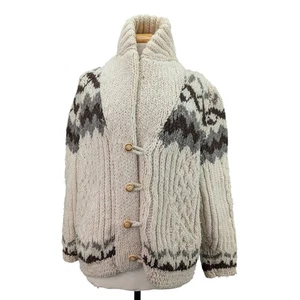 Cárdigan nórdico Fair Isle vintage para hombre suéter grueso tejido botones palanca talla XL? - Imagen 1 de 13