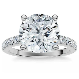 Anillo de compromiso cultivado en laboratorio F/VS1 corte redondo de 3,20 quilates certificado IGI platino 950 - Imagen 1 de 6