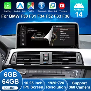 Carplay Android Unità Testa Auto Stereo Navigatore Sat per BMW Serie 3/4 F30 F32 F31 - Foto 1 di 15