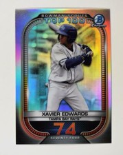 2021 Bowman Scouts Top 100 Chrome Base #BTP-74 Xavier Edwards - Tampa Bay Rays
