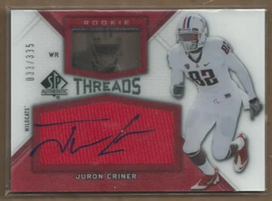 B1151- 2012 SP Authentic Rookie Threads Autographs #RTJC Juron Criner Jersey/335 - Picture 1 of 2